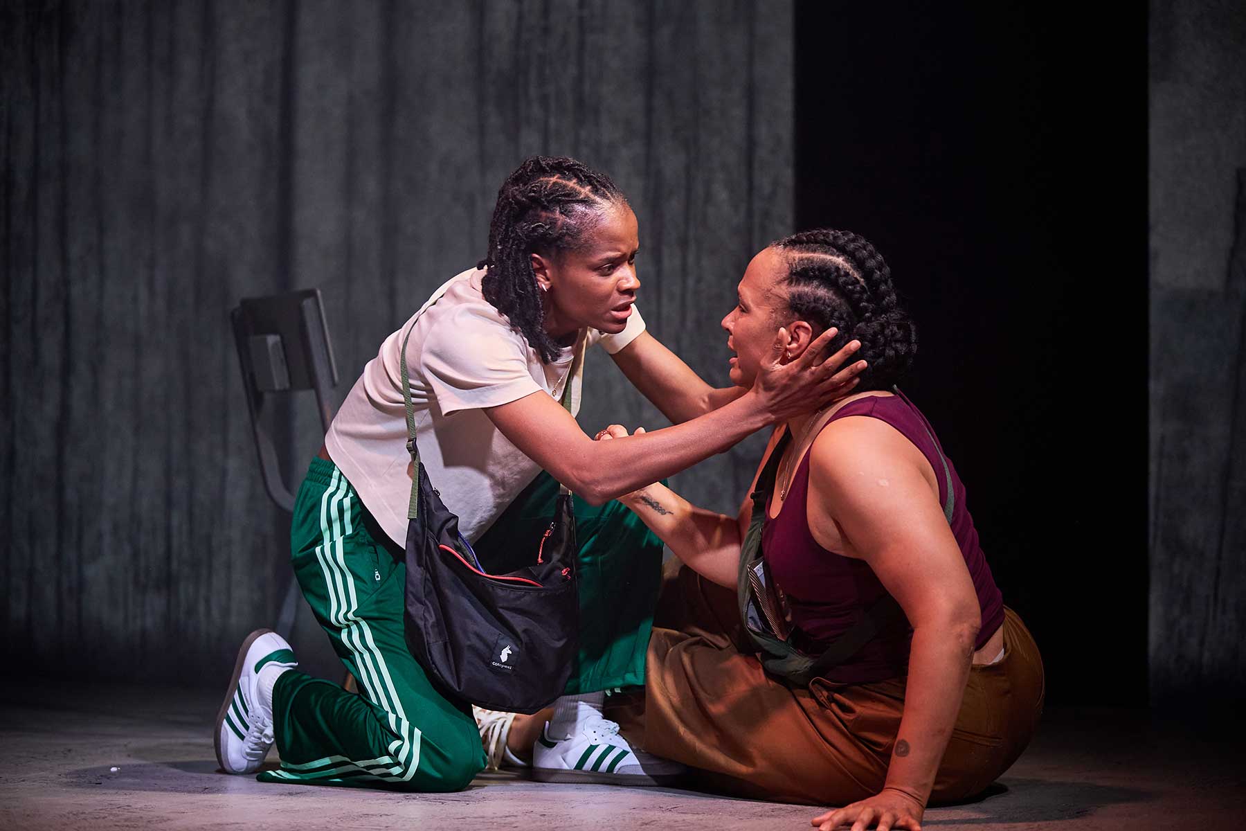Not Your Superwoman by Emma Dennis-Edwards – review 1 l-r Letitia Wright (Erica) and Golda Rosheuvel (Joyce) in 'Not Your Superwoman' at Bush Theatre. Photo credit Richard Lakos