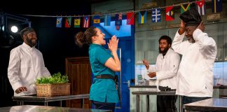 After Sunday by Sophia Griffin – review Darrel Bailey (Daniel), Aimée Powell (Naomi), Corey Weekes (Ty) & David Webber (Leroy). Photo credit Nicola Young