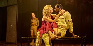 Othello by William Shakespeare – review OTHELLO - Toby Jones (Iago), Caitlin FitzGerald (Desdemona), David Harewood (Othello) c Brinkhoff Moegenburg