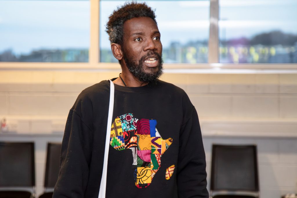 Tunji Falana in rehearsals for Crown of Blood. Credit Diva Creative