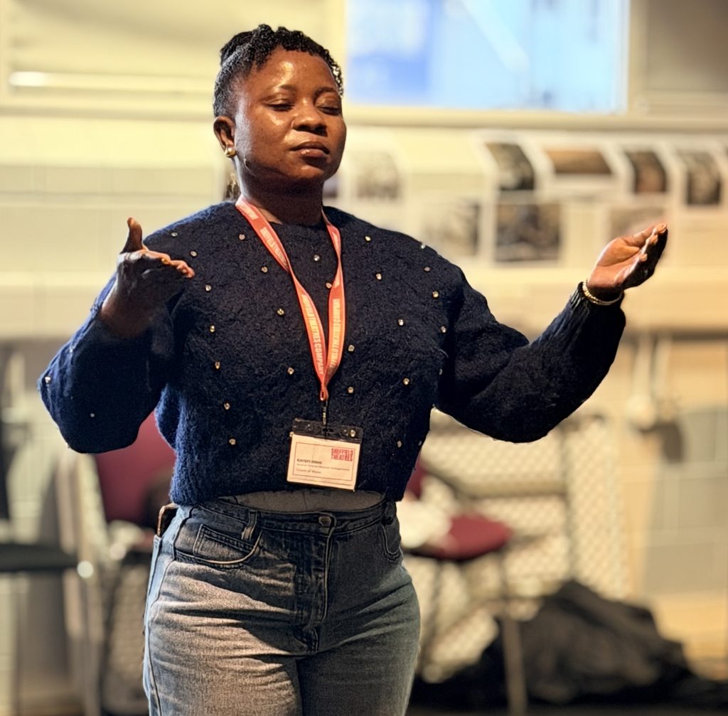 Kayefi Osha in rehearsals for Crown of Blood. Credit Diva Creative