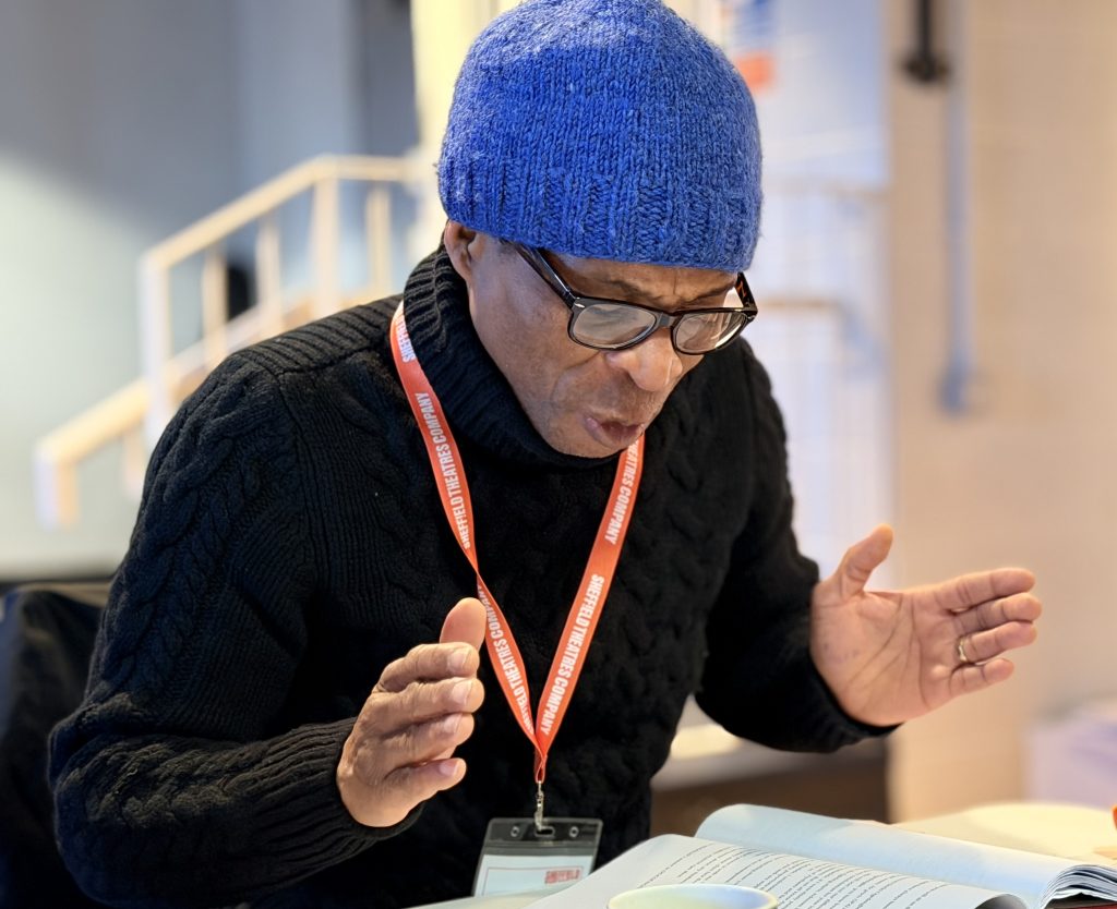 Jude Akududike in rehearsals for Crown of Blood. Credit Diva Creative