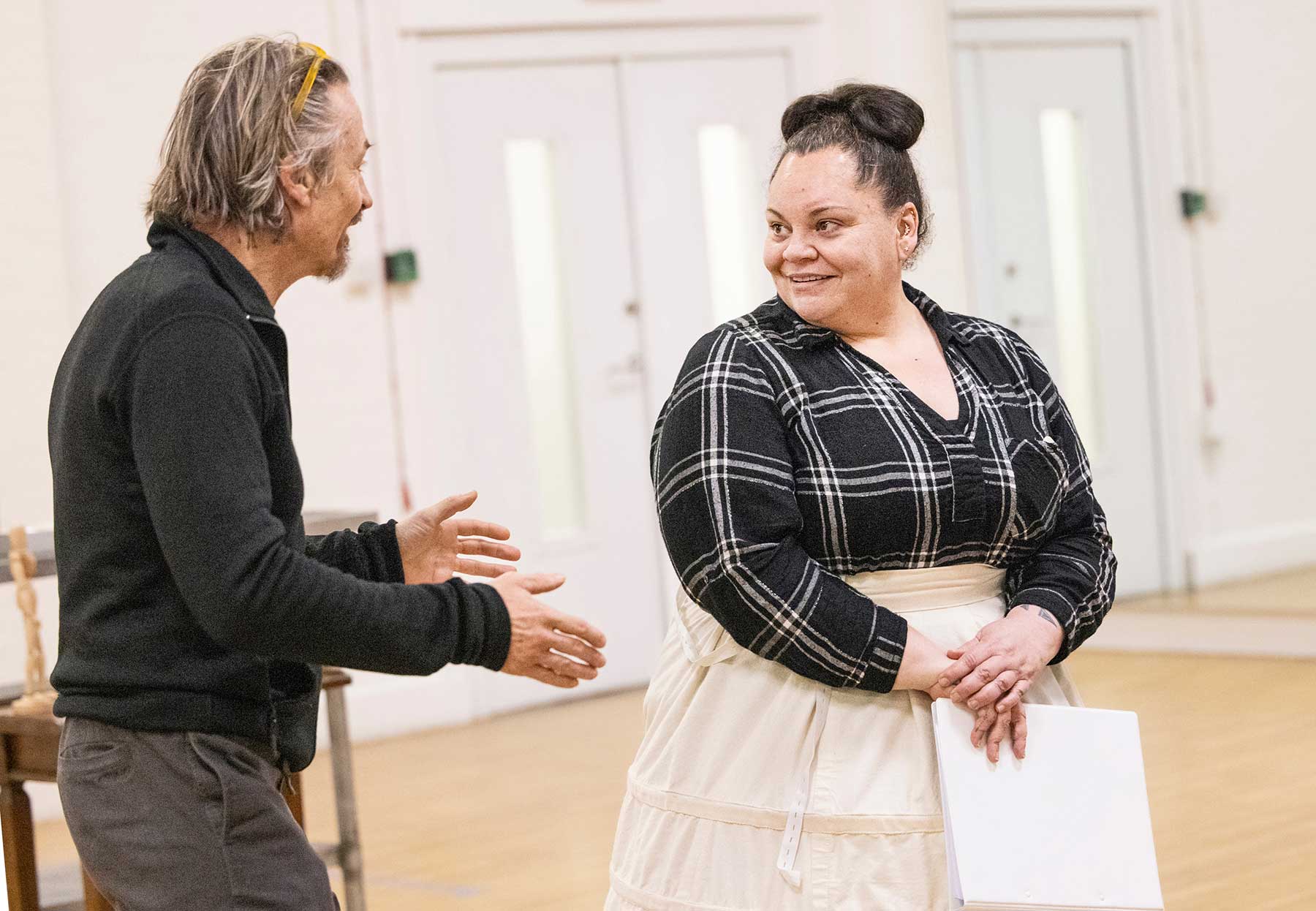 KEALA SETTLE AND HAL FOWLER STAR IN A NEW RE-IMAGINING OF MRS. PRESIDENT 5 Mrs President Rehearsals 2026 Pamela Raith Photography. (Hal Fowler and Keala Settle)