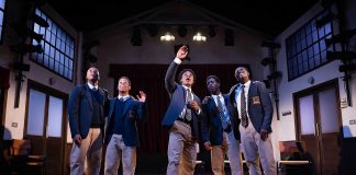 Choir Boy by Tarell Alvin McCraney – review Choir Boy at Stratford East - Rabi Kondé (Bobby), Khalid Daley (JR), Michael Ahomka-Lindsay (David), Freddie MacBruce (AJ), Terique Jarrett