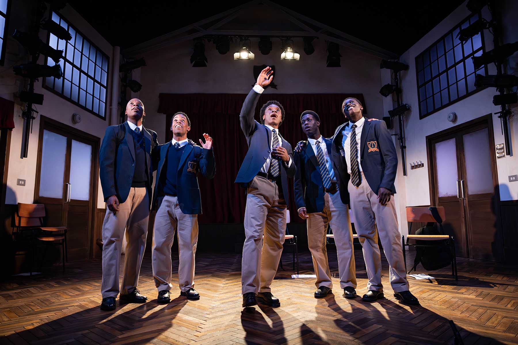 Choir Boy at Stratford East - Rabi Kondé (Bobby), Khalid Daley (JR), Michael Ahomka-Lindsay (David), Freddie MacBruce (AJ), Terique Jarrett 