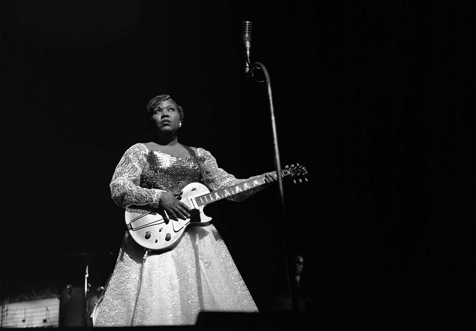 The Music Is Black: A British Story <p> 18 April 2026 to 3 Jan 2027 </p> 1 Harry Hammond, Sister Rosetta Tharpe performing at Drury Lane Theatre, 1959 © Photo by Harry Hammond