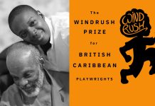 Today on Windrush Day – Orísun Productions launches first of its kind Windrush Prize for British Caribbean Playwrights Shereener Brown and father Myron Brown & Windrush Prize logo in colour