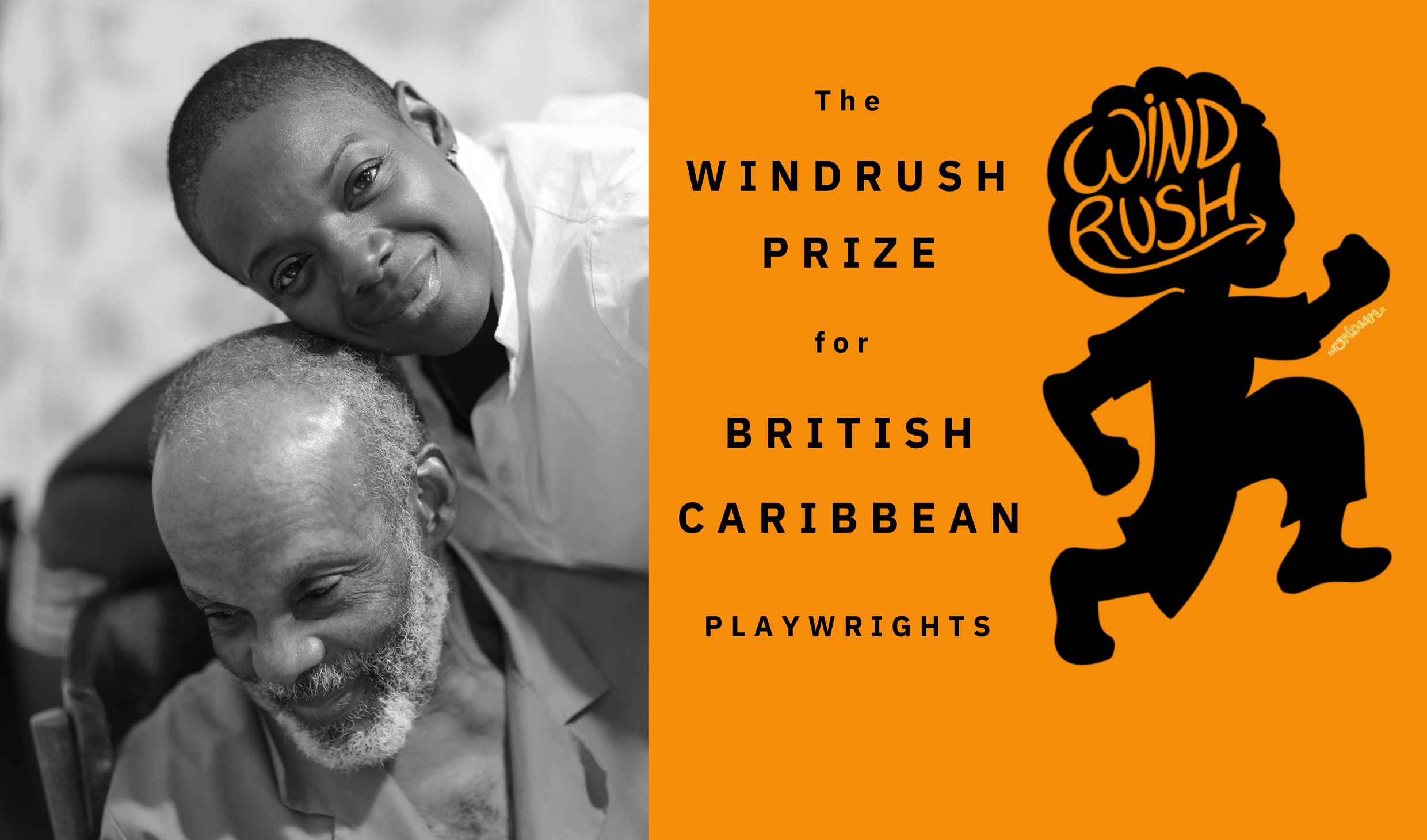 Today on Windrush Day - Orísun Productions launches first of its kind Windrush Prize for British Caribbean Playwrights 1 Shereener Brown and father Myron Brown & Windrush Prize logo in colour
