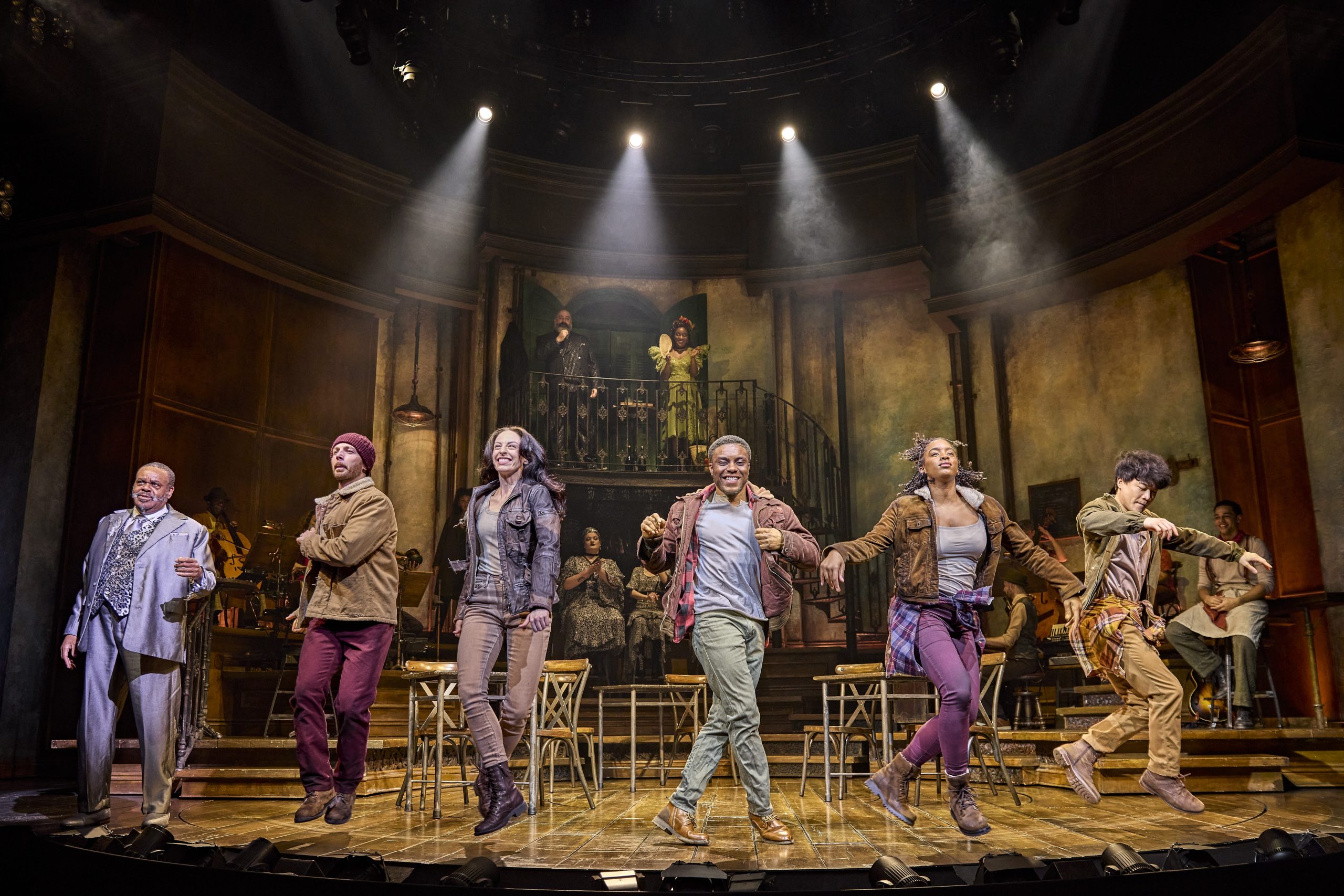 Hadestown – review 1 The cast of Hadestown © Brinkhoff Moegenburg