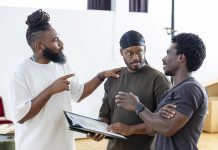 Headlong release rehearsal images for UK tour of August Wilson’s Fences Tyler Fayose - Daniel Bailey (Director), Simon-Anthony Rhoden, Michael Ahomka-Lindsay