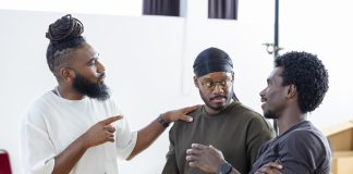 Headlong release rehearsal images for UK tour of August Wilson’s Fences Tyler Fayose - Daniel Bailey (Director), Simon-Anthony Rhoden, Michael Ahomka-Lindsay