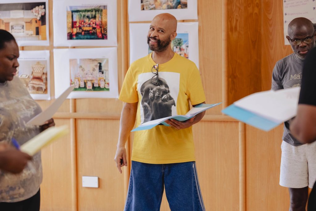 FIRST LOOK AT REHEARSALS FOR THE WORLD PREMIERE OF TARTUFFE (REMIXED) STARRING MARK RYLANCE AT MARYLEBONE THEATRE 11 Craig Blake plays Delroy