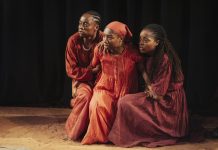 Girls by Theresa Ikoko– review Hannah Akhalu, Tara Tijani and Sewa Zamba in Girls (credit Helen Murray)